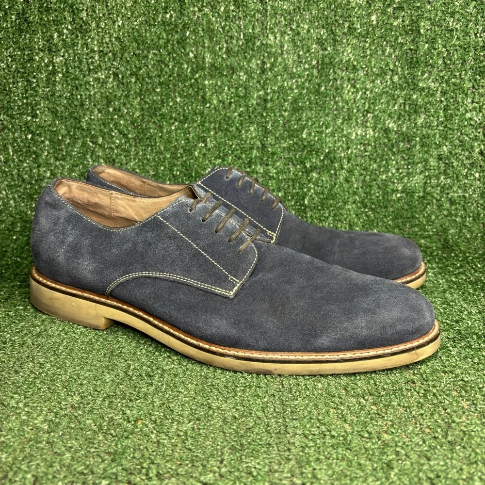 Banana Republic Suede Derby Lace Up Casual Classic Dress Shoes Navy Mens 11.5 M
